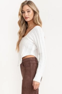 Quinn Sweater By Summer Haus - White -Chic Mode Shop 17254421 bb0abde8 117f 4827 8bc0 4b630c29cbe3