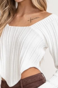 Quinn Sweater By Summer Haus - White -Chic Mode Shop 17254421 e54d7f6a 6b78 4b28 a05f 208f8266ddc5