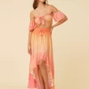 Dip Dye Tie Front Top By Surf Gypsy - Sunset Ombre -Chic Mode Shop A10025SUNSETTOPA10024SUNSETSKIRT 2