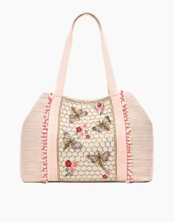 Natural Honey Bee Embellished Tote By America & Beyond - Honey Bee