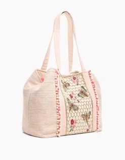 Natural Honey Bee Embellished Tote By America & Beyond - Honey Bee -Chic Mode Shop AB21 277 3