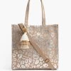 Leopard Handwoven Jute Brown Tote With Tassel By America & Beyond - Silver -Chic Mode Shop ABR19 045LE 3