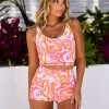 Katie Crop Top By California Kisses - Adult - Pink/Orange Multi -Chic Mode Shop ADULT KATIE CROP TOP KATIE SHORT PKMU 1