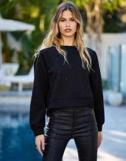 Ava Sweatshirt By Summer Haus - Black -Chic Mode Shop AVASWEATSHIRTBLCK 2