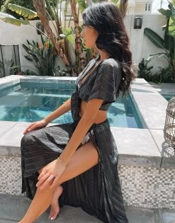 Hutton Wrap Skirt - Black Sheer