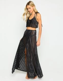 Hutton Wrap Skirt - Black Sheer -Chic Mode Shop B21151C1 B21151C8 BLCK 1 3804b287 964c 4668 a37f 4ee372e1a992