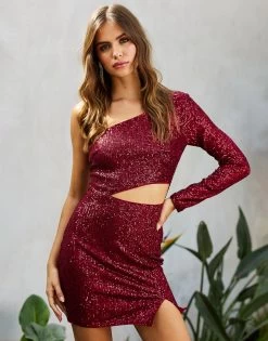 Blair Mini Dress By Summer Haus - Burgundy -Chic Mode Shop BLAIRDRESSBURG 1