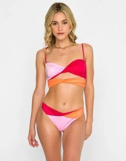 Bri Bandeau Top - Sunset Hibiscus -Chic Mode Shop BRIBANDEAUTOP BRIMIDIBOTTOM SHIB 4
