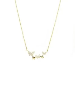 Butterfly Cluster Necklace By Marlyn Schiff - Gold