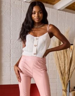Jenna Leather Pant By Summer Haus - Pink