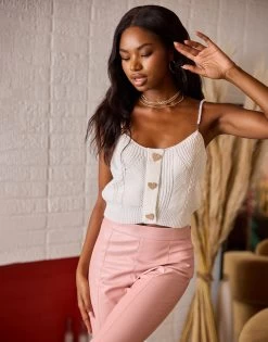 Jenna Leather Pant By Summer Haus - Pink -Chic Mode Shop CASSIETOPWHTE.JENNAPANTPINK3