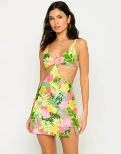 Cece Mini Dress - Yellow Jungle Floral
