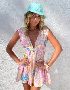 Charis Mini Dress - Sweet Femme Floral -Chic Mode Shop CHARIS MINI DRESS SWFF SCARLETT BUCKET HAT AQUA 2