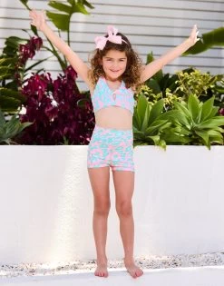 Katie Short By California Kisses - Child - Cherry Blossom Aqua Leopard