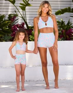 Katie Short By California Kisses - Adult - Cherry Blossom Aqua Leopard -Chic Mode Shop CHILD ADULT KATIE SPORTS BRA KAITE SHORT CBAQ 1 a98b84da c638 462b 88a7 3996a7ef19d3