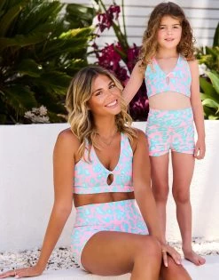 Katie Short By California Kisses - Adult - Cherry Blossom Aqua Leopard -Chic Mode Shop CHILD ADULT KATIE SPORTS BRA KAITE SHORT CBAQ 2 cc8a6f70 2220 44cd 827a 322943d9b674