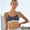 London Bralette Top By California Kisses - Black White Stripe -Chic Mode Shop CK LONDON BRALETTE BLACK WHITE STRIPE 1