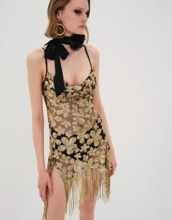 Colette Mini Dress By For Love & Lemons - Gold 9 Colette Mini Dress By For Love & Lemons - Gold -Chic Mode Shop COLETTE MINI DRESS GOLD 2