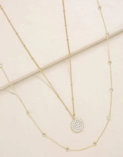 Crystal Disc Layered Necklace Set By Ettika - Gold