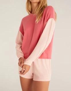 Color Block Long Sleeve Top By Z Supply - Pink Cherry -Chic Mode Shop ColorBlockLSTop5 1177e993 9be8 4224 b3ec 7614f92682ba