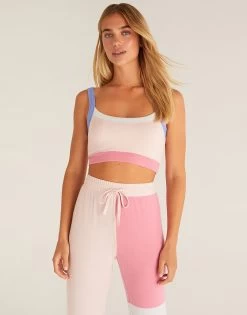 Color Block Scoop Bra By Z Supply - Shell Pink