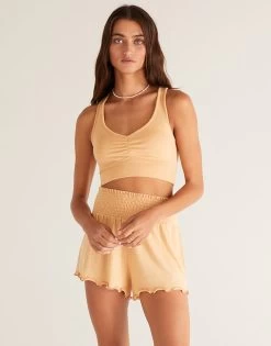 Dawn Smocked Short By Z Supply - Golden Sun