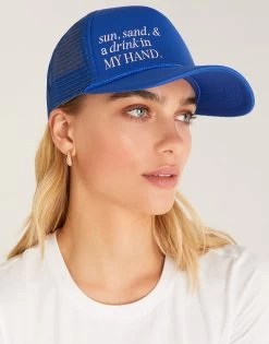 Drink In My Hand Trucker Hat By Z Supply - Blue