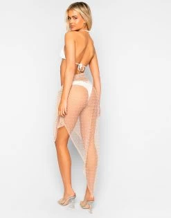 Sin City Pearl Mesh Sarong - Nude -Chic Mode Shop EMMA TRIANGLE TOP CHRISSY MICRO TANGO WHTE SIN CITY PAREO NUDE 2