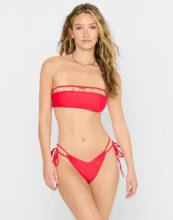 Emmie Bandeau Top - Red -Chic Mode Shop EMMIEBANDEAUTOP EMMIETIESIDEFULLBOTTOM REDD 1