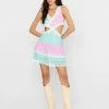 Everette Mini Dress - Pink Ditsy Shell -Chic Mode Shop EVERETTEMINIDRESS PDSH 1
