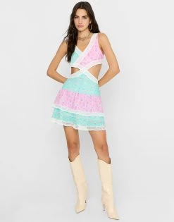 Everette Mini Dress - Pink Ditsy Shell