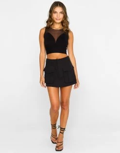 Everly Mesh Tank Top By Summer Haus - Black