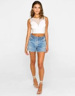 Everly Mesh Tank Top By Summer Haus - White