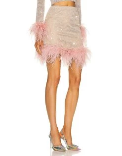 Feathers Skirt By Santa Brands - Blush -Chic Mode Shop FeatherSkirtBlush3