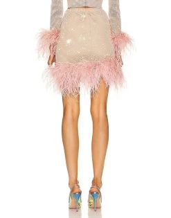Feathers Skirt By Santa Brands - Blush -Chic Mode Shop FeatherSkirtBlush4