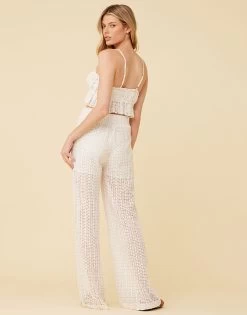 Crochet Stripe Pant By Surf Gypsy - White