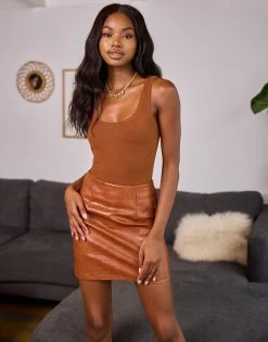 Gianna Skirt By Summer Haus - Brown -Chic Mode Shop GIANNASKIRT BRWN4