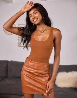 Gianna Skirt By Summer Haus - Brown -Chic Mode Shop GIANNASKIRT BRWN5