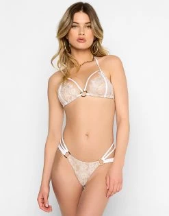 Chic Mode Shop -Chic Mode Shop GUNPOWDERANDLACETRITOP SKIMPY WHTE 1