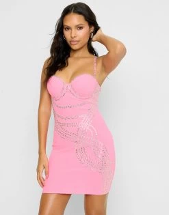 Here To Stay Mini Dress By Summer Haus - Hot Pink