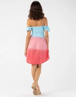 Hollie Mini Dress By Tiare Hawaii - Aqua Coral Ombre -Chic Mode Shop HOLLIEMINAquaCoralOmbre 3