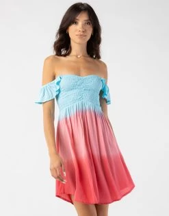 Hollie Mini Dress By Tiare Hawaii - Aqua Coral Ombre