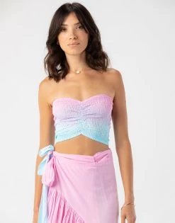 Hollie Crop Top By Tiare Hawaii - Pink Aqua Ombre