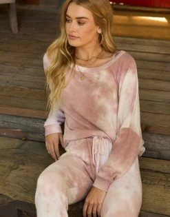 I'm Yours Sweatshirt By Summer Haus - Rose Tie Dye