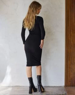 Jackie Midi Dress By Summer Haus - Black -Chic Mode Shop JACKIEMIDIBLCK 5