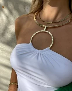 Jill Collar One Piece - White 27 Jill Collar One Piece - White -Chic Mode Shop JILL COLLAR ONEPIECE WHTE 7