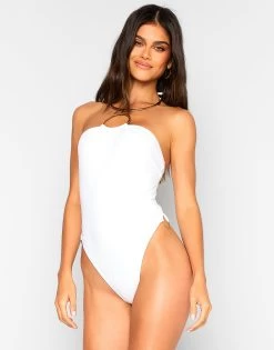 Jill Collar One Piece - White 25 Jill Collar One Piece - White -Chic Mode Shop JILL COLLAR ONE PIECE WHITE 1