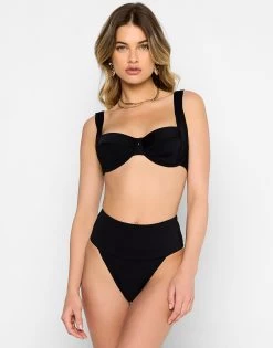 Portia High Waist Bottom - Black Rib -Chic Mode Shop KARTERBRALETTETOP PORTIAHIGHWAISTSKIMPYBOTTOM BLCK 1
