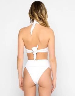 Portia High Waist Bottom - White Rib -Chic Mode Shop KATEPUSHUPTOP PORTIAHIGHWAISTSKIMPYBOTTOM WHTE 2