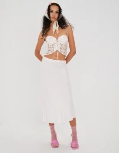 Kyra Crop Top By For Love & Lemons - White -Chic Mode Shop KYRA CROP TOP WHTE 1